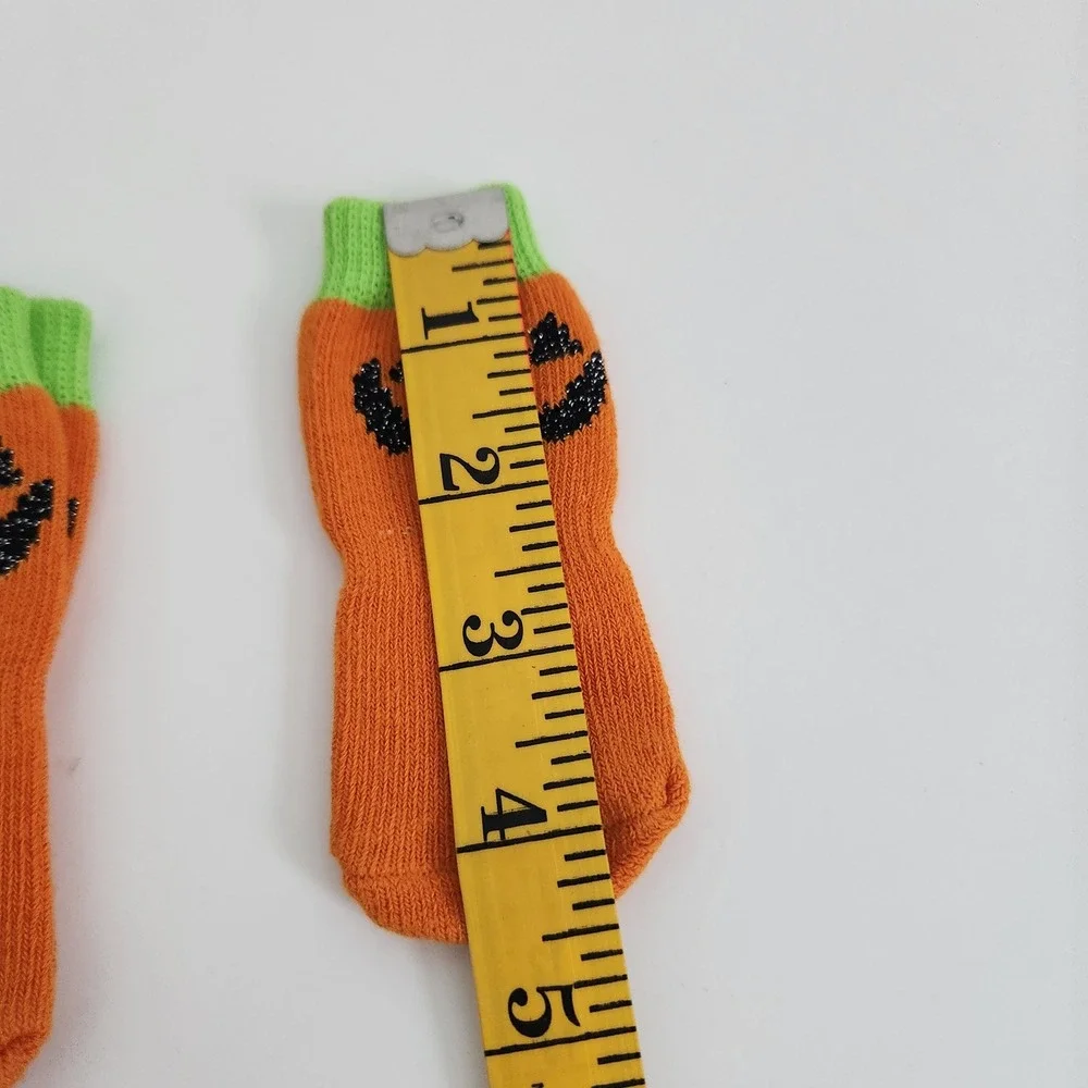 Orange Pumpkin Halloween Jack-O-Lantern Non-Slip‎ Pet Socks 4pc Set